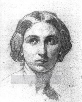 女性の頭 1853 年の人物画家 トーマス・クチュール Oil Paintings